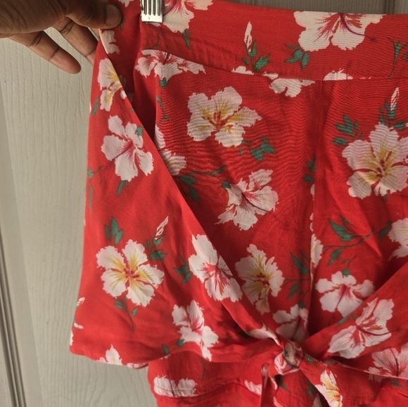 MAJORELLE Manchester Shorts Pink White Floral Ruffle Tie Front High Rise Sz M - Picture 6 of 11